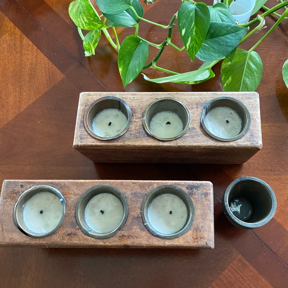 Rustic Wooden Sugar Mold Candle Holder
